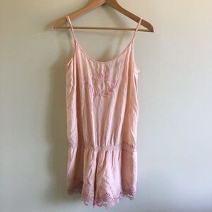 Zara Woman Pink Embroidered Lace Trim‎ Sleeveless Romper Jumpsuit SIZE S 7521062